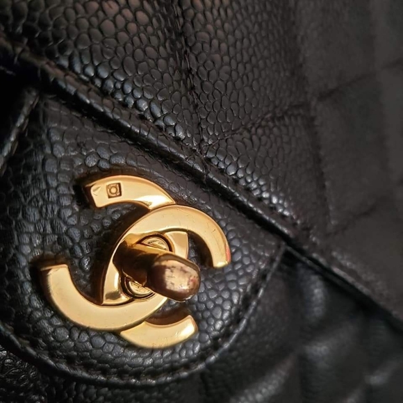 Chanel classic single flap black caviar gold hw bag jumbo - Picture 5 of 14